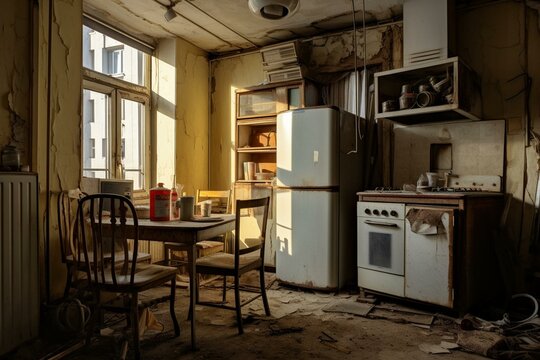 Unoccupied apartment with a dishwasher. Generative AI