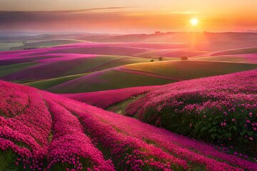  beautiful lavender field at sunset generated by AI tool