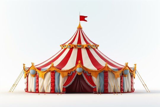 3D circus tent on a white backdrop. Generative AI