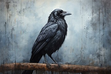 Obraz premium painting of raven on blank canvas. Generative AI