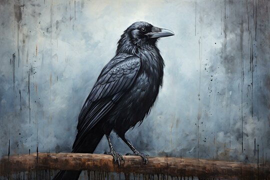 painting of raven on blank canvas. Generative AI