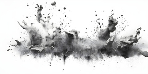 gray smoke cloud explosion on white background