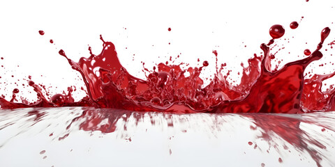 Splashes of red liquid on a white background.