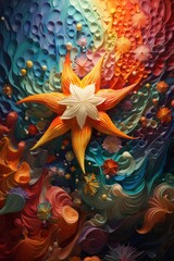 Illustration of a colorful collection of starfish in various vibrant hues created with Generative AI technology