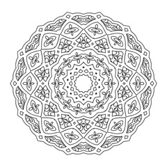 Outline mandala for coloring book. Clean Decorative round ornament. Oriental pattern, Vector illustration Coloring book page. Circular pattern in form of mandala for Henna, Mehndi, tattoo, decoration.