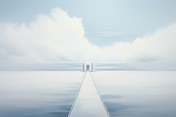 Artistic white horizon landscapes with a minimalistic and warm modern feel. Generative AI