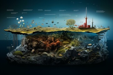 Investigating impact of ocean acidification, climate change & environment. Generative AI - obrazy, fototapety, plakaty