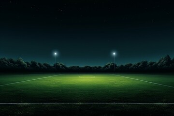 A nocturnal soccer/football pitch with area for text. Generative AI