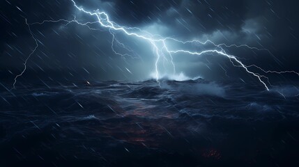 Lightning in sea. A strong storm in the ocean. Big waves. Raster Concept Art Scenery. Book Illustration. Video Game Scene. Serious Digital Painting. CG Artwork Background. Generative AI.
- 638540888