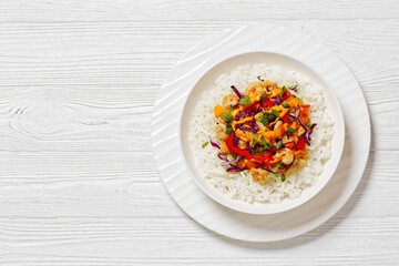 bang bang shrimp rice bowl with fresh veggies