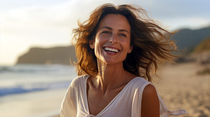 happy woman on the beach