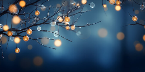Christmas winter nights lights on blue background