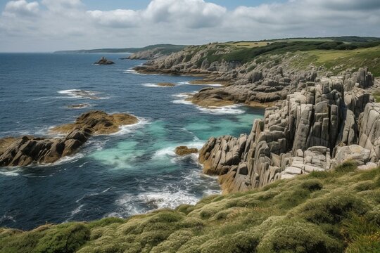 Coastal landform in Brittany, France. Generative AI