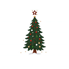 Christmas tree icon vector, decorated conifer filled flat sign, solid pictogram isolated on white, spruce logo illustration