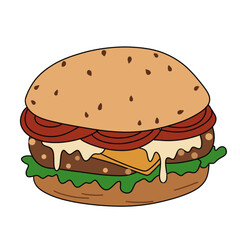 Cute hamburger cartoon clip art