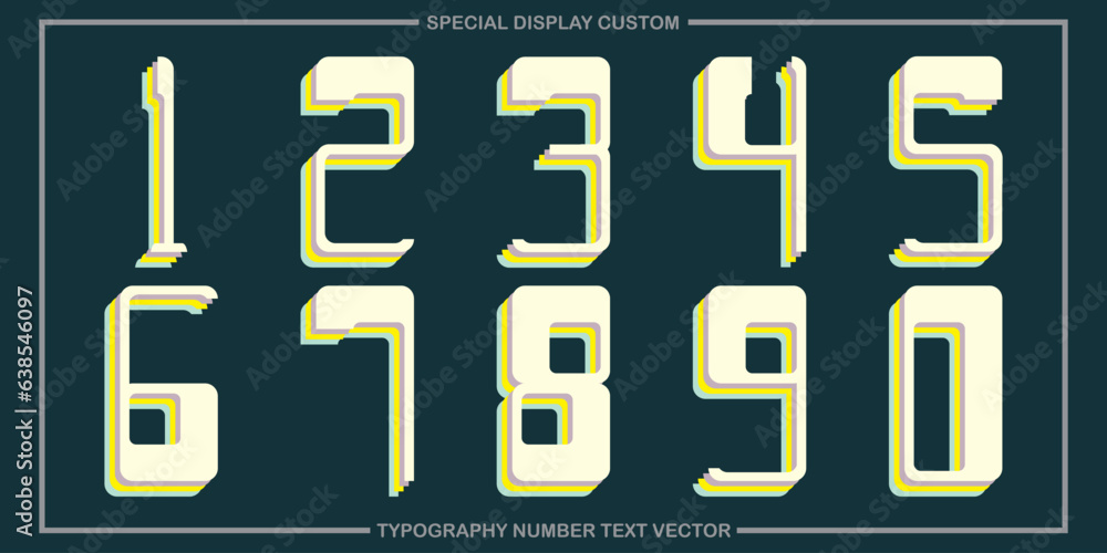 Poster assorted digital custom vector numbers. minimum. color gradation. dark. banner network. 3d effect. d