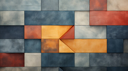 squares and brick tile pattern background, in the style of dan matutina, beige and aquamarine, retro