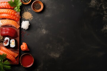 Sushi themed background large copy space - stock picture backdrop