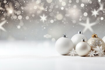 Fototapeta na wymiar White Christmas themed background large copy space - stock picture backdrop