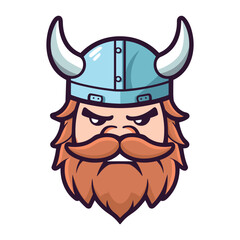 Viking warrior head cartoon logo, Simple Viking face symbol vector illustration template, isolated on white background