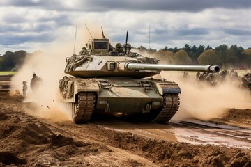 UK military exercise showcasing Challenger 2 tank. Generative AI