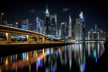 Cityscape Transformed by Skyscrapers at Night