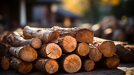 切り出された丸太の写真