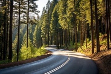 Obraz premium Mountain Forest Road: Path to Adventure