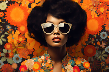 Trendy Shades of Empowerment: Propaganda Art Featuring an Afro-Centric Woman in 60s Fashion"
Keywords: woman, afro, 60s fashion, trendy sunglasses, summer collage, propaganda art, retro style, vintage