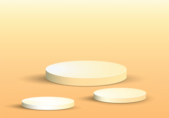minimal 3d background podium with pastel warm yellow background .  rendering with podium. 3d  background .presentation 