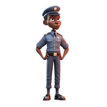 3D Render of an african american police officer isolated on white background