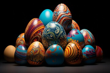 Fototapeta na wymiar Colorful decorated and painted eggs for easter eggs