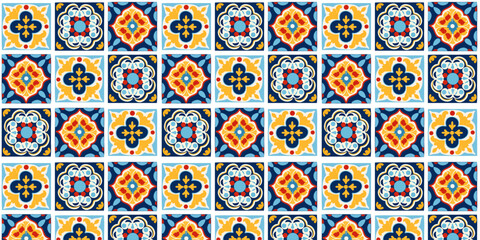 
Traditional Portuguese decorative tile color azulejos. Abstract background. Vector hand drawn illustration, typical portuguese tiles, ceramic tiles