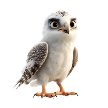 Owl isolated on a white background. 3d render illustration.