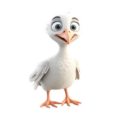 3d rendered illustration of a funny duck cartoon character with white background