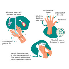 wash hands step by step warning didactic infographic - obrazy, fototapety, plakaty