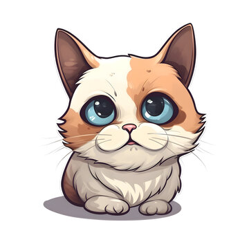 Illustration of a cute cat with blue eyes on a white background