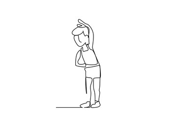 little girl boy doing sports yawning healthy lifestyle line art