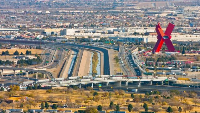 Border Crossing: Early Morning Traffic from El Paso, Texas to Ciudad Juarez, Mexico in 4k video