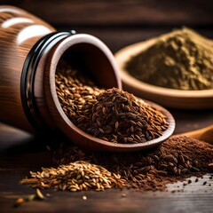 tea in a wooden spoon