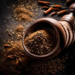 spices in a wooden bowl