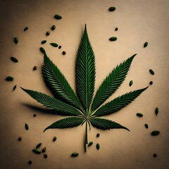 cannabis leaf on black background