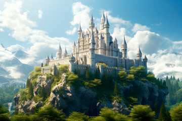 Fototapeta premium beautiful white castle on a hill