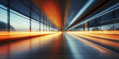 baggage moving on airport conveyor belt long exposure.  
