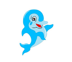 Vector illustration of a cartoon dolphin with a smile