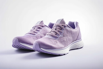 Pair of purple running shoes isolated on a white background. Studio shot