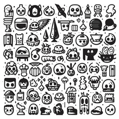 Happy Halloween set of elements, ghost, pumpkin