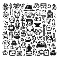 Happy Halloween set of elements, ghost, pumpkin