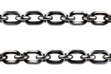 horizontal straight chain isolated on transparent background ,metallic silver chain cut out isolated ,generative ai