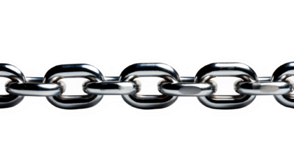 horizontal straight chain isolated on transparent background ,metallic silver chain cut out isolated ,generative ai
